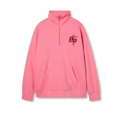 Embroidered cotton jersey zip sweatshirt