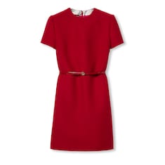 Mini wool bouclé belted dress