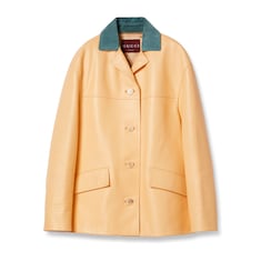 Chaqueta de piel con logotipo Gucci