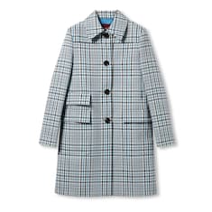 Check wool crêpe coat