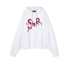 Embroidered cotton jersey hooded sweatshirt