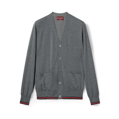 Cardigan in lana lavorata a maglia con motivo Web