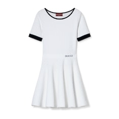 Fabric dress with intarsia