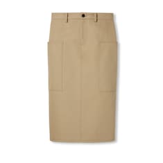 Embossed mid-length cotton drill skirt