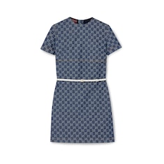 Vestido de jacquard de denim con GG