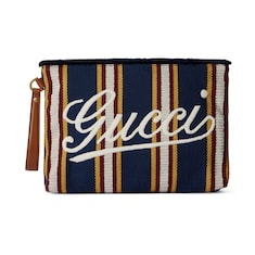Cartera de mano de lona bordada tamaño grande