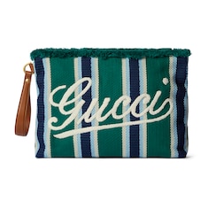 Pochette en toile brodée grand format