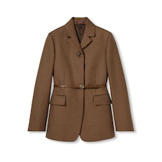 Chaqueta de lana con pata de gallo y bordado