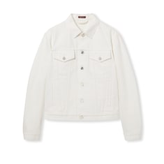 Giacca in denim con dettaglio Gucci cimosa