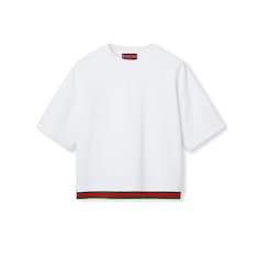 Maglia corta in jersey di cotone con nastro Web