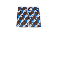 Printed technical poplin swim short