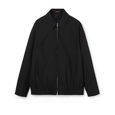 Embossed wool twill zip jacket