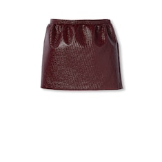 Diagonal coated wool mini skirt