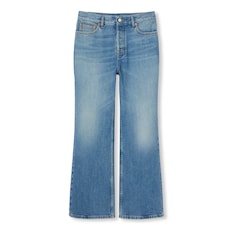 Cropped flared denim trousers