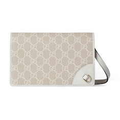 กระเป๋าสตางค์ GG Emblem wallet with leather strap