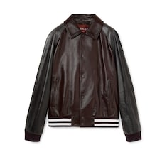 Embossed leather bomber jacket