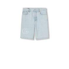 Shorts aus Denim mit gelasertem Detail