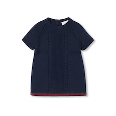 Vestido de lana con tribanda Web para bebé