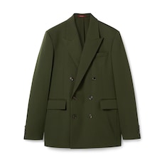 Double-breasted light wool gabardine jacket