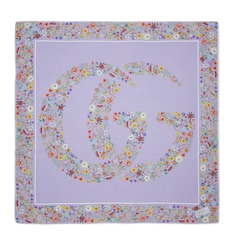 Pañuelo de seda con motivo floral y Doble G
