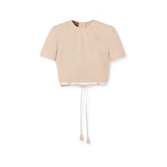 Top in lino e cotone con orlo annodabile