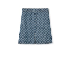 GG denim jacquard flared skirt