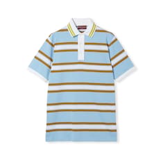 Striped cotton jersey polo top