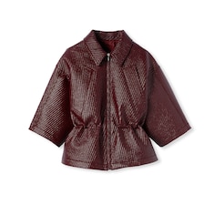 Chaqueta de lana diagonal de manga corta 