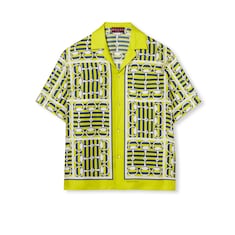 Camisa bowling de sarga de seda estampada