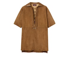 Kleid aus Wildleder mit V-Ausschnitt und Horsebit