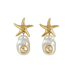 Boucles d’oreilles pendantes avec étoile de mer et perle
