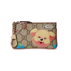 Zip key case with motif
