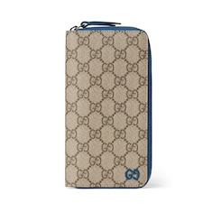 Blue interior zip around wallet
