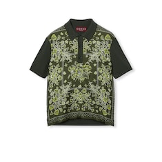 印花桑蚕丝棉混纺针织Polo衫