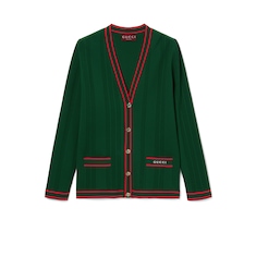 Cardigan with striped trim