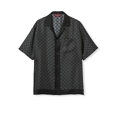 Printed silk twill bowling shirt
