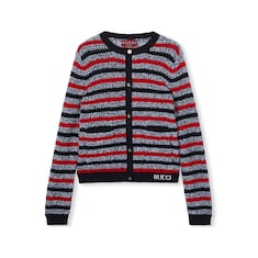 Cardigan en coton à rayures avec intarsia