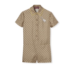  Jumpsuit de sarga de seda con GG con estampado