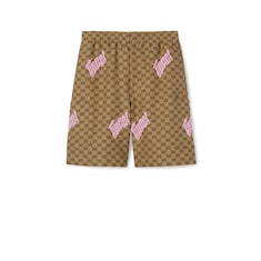 Short de mezcla de lino y lona bordado