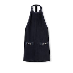 Neckholder-Kleid aus Wildleder mit Horsebit