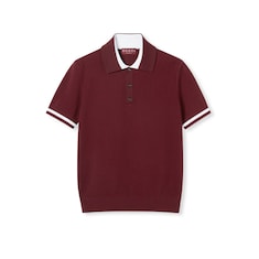 Cotton piquet polo shirt with intarsia