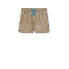 Printed technical poplin swim shorts