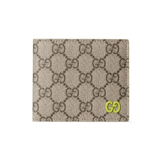 Portafoglio bi-fold GG con interno verde acido