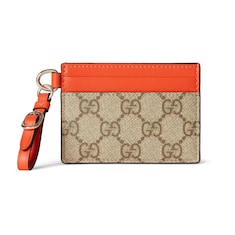 GG Emblem card case with strap