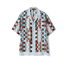 Printed silk twill bowling shirt