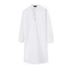 Cotton poplin shirt dress with embroidery