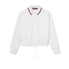 Cotton poplin shirt with drawstring