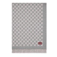 Reversible GG wool and cashmere blanket