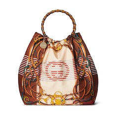Silk maxi tote bag with bamboo handle