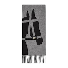 Wool scarf with jacquard motif